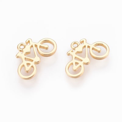 Dije colgante bicicleta 13 mm baño de oro / unidad