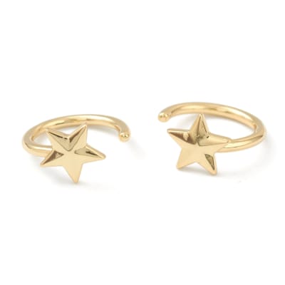 Ear cuff aros solitarios estrella minimalista 15 mm baño oro / unidad