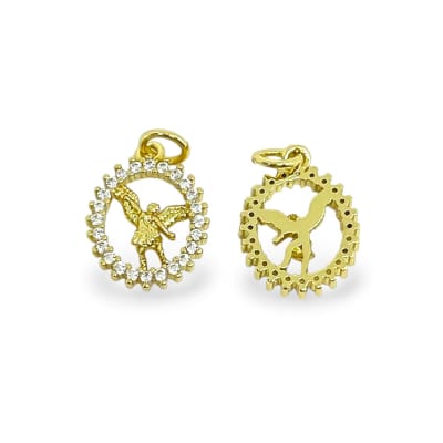 Dije medalla San Miguel Arcángel 15 mm baño de oro / unidad