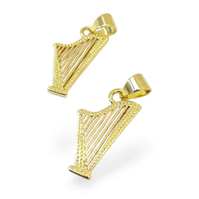 Dije colgante arpa venezuela 18x9 mm baño de oro / unidad
