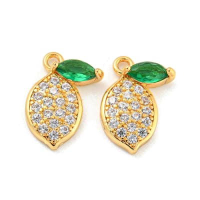 Dije colgante limón 12 mm zircón baño de oro / unidad