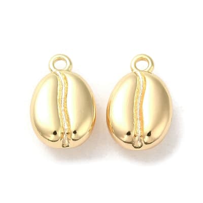 Dije colgante grano de café 11.5 mm baño oro / unidad