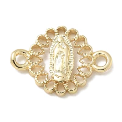 Dije conector virgen guadalupe 14 mm baño oro / unidad