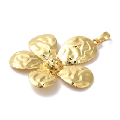 Dije colgante flor 38 mm baño de oro / unidad