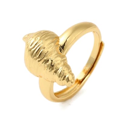 Anillo ajustable concha mar caracol africano baño de oro / unidad