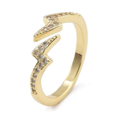 Anillo ajustable mini rayos zircón baño de oro / unidad