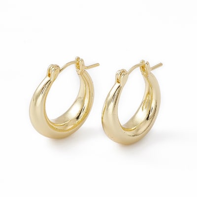 Aros argollas chunky macizo 20 mm baño oro platino / par