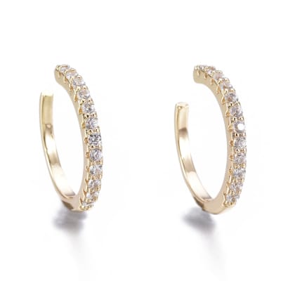 Ear cuff solitarios mitad zircon 14 mm baño de oro / unidad