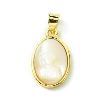 Dije colgante nácar Dr. José Gregorio Hernández baño oro / unidad