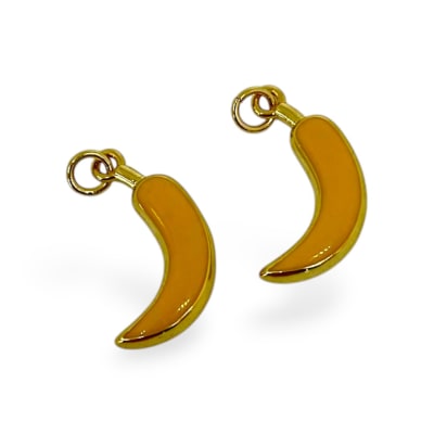 Dije colgante esmaltado banana plátano 22x12 mm baño de oro / unidad