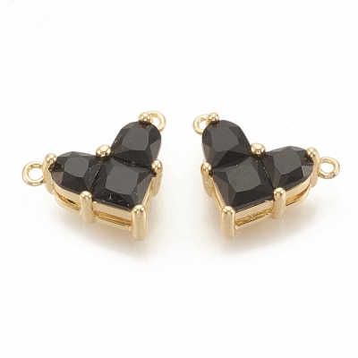 Dije conector corazón con zircón 12 mm colores / unidad