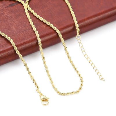 Cadena armada tourbillón 2.5 mm con extensión baño de oro / unidad