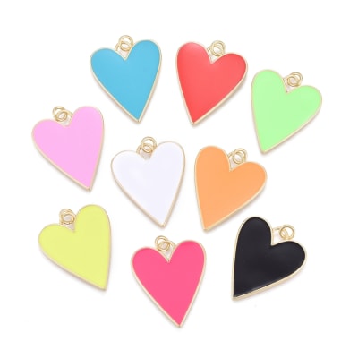 Dije esmaltado maxi corazón 27 mm baño de oro / unidad