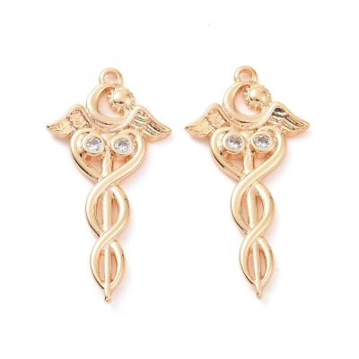 Dije colgante símbolo médico 31.5 mm zircón dorado plateado / unidad