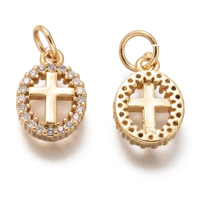 Dije colgante cruz zircón baño de oro zircón / unidad