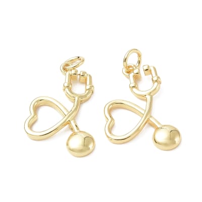 Dije colgante estetoscopio médico 20 mm baño de oro / unidad