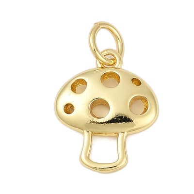 Dije colgante hongo suerte 14 mm baño oro / unidad