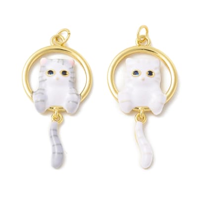 Dije colgante esmaltado felino gato baño oro / unidad