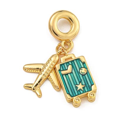 Colgante europeo charm maleta viaje avión trip baño oro / unidad