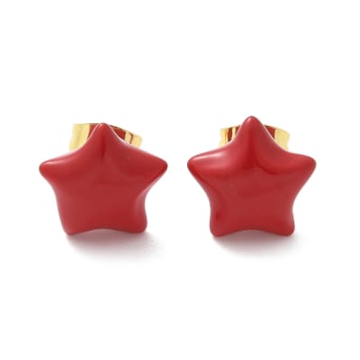 Aros topo topito segunda etapa estrella 12 mm baño oro esmaltado / par