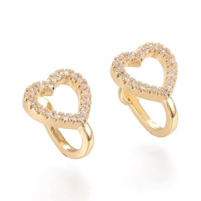 Ear cuff solitarios corazón 6 mm baño de oro / unidad
