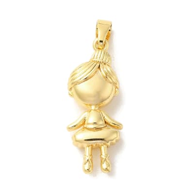 Dije colgante niña bailarina 23 mm baño de oro / unidad