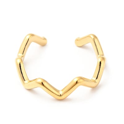 Anillo ajustable minimalista zig zag acero dorado plateado / unidad