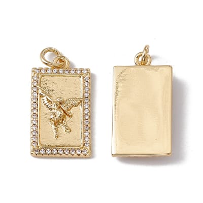 Dije colgante rectangular san miguel arcángel baño de oro / unidad