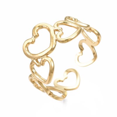 Anillo ajustable corazones grandes acero / unidad