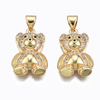 Dije colgante osito oso bear 20 mm baño oro zircón / unidad