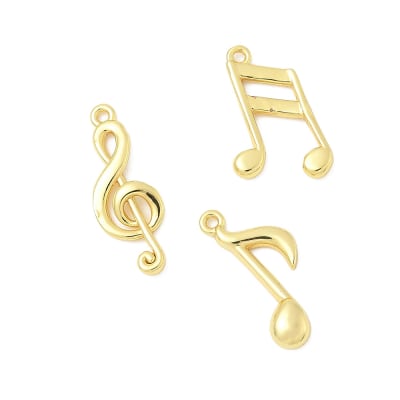 Dije colgante nota musical 17 mm baño oro / unidad