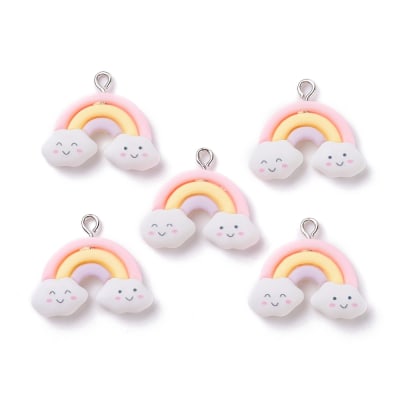 Dije colgante arcoiris arco iris 25.5 mm resina / unidad