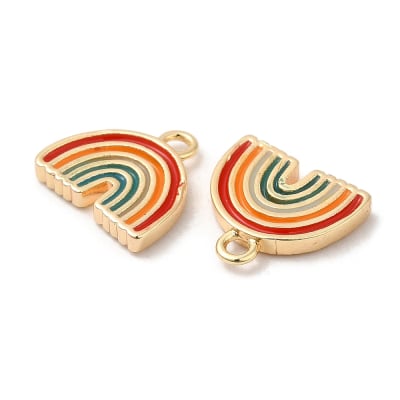 Dije colgante esmaltado arco iris 10 mm baño de oro / unidad