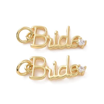 Dije colgante palabra bride novia boda zircón baño oro / unidad