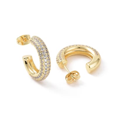 Aros aretes topo tipo C chunky 20 mm zircón / par