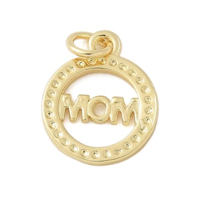 Dije colgante círculo mom mamá puntos 15 mm baño oro / unidad