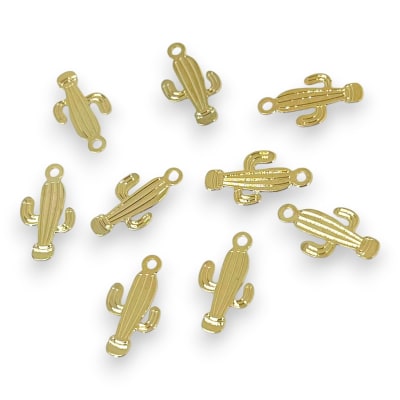 Mini dije cactus 12x7 mm gold-filled / unidad
