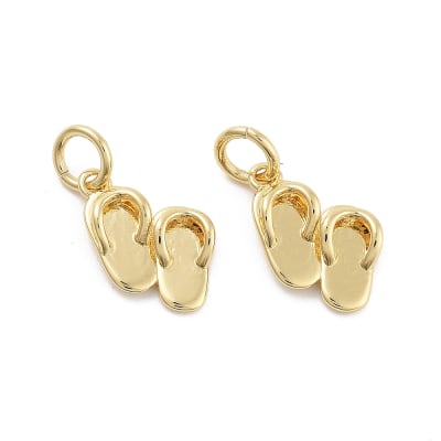 Dije colgante sandalia chala chancla 13 mm baño de oro / unidad