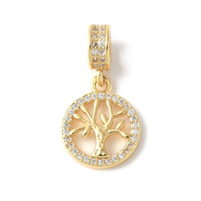 Colgante europeo charm árbol de la vida baño oro zircón / unidad