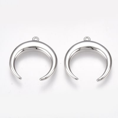 Dije colgante luna invertida 16 mm baño platino / unidad