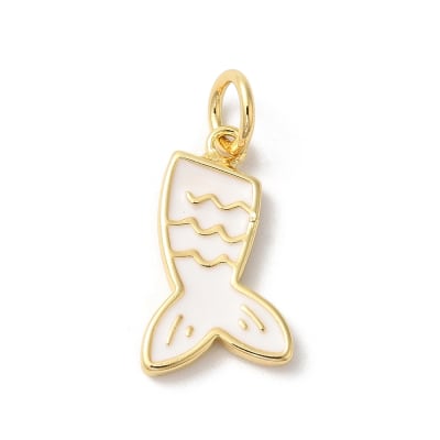 Dije colgante esmaltado cola de sirena mar 19 mm baño de oro / unidad