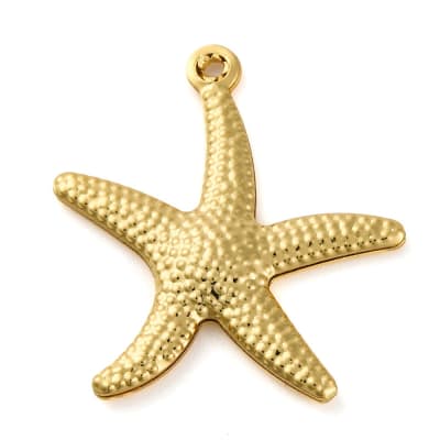 Dije colgante estrella de mar 22 mm baño oro platino / unidad