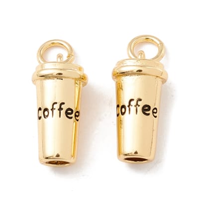 Dije colgante vaso taza de café 15 mm baño de oro / unidad