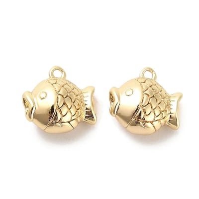 Dije colgante pez pescado mar 10 mm baño de oro / unidad