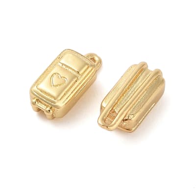 Dije colgante maleta viaje corazón 14 mm baño de oro / unidad
