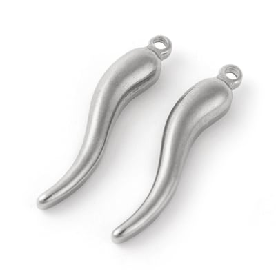 Dije colgante cuerno suerte italiano 28 mm acero / unidad