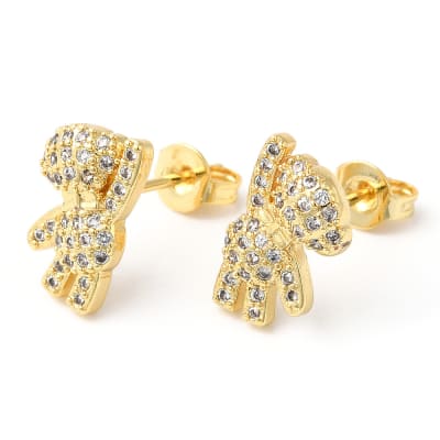 Aros topo topito osito zircones 12 mm dorado plateado / par