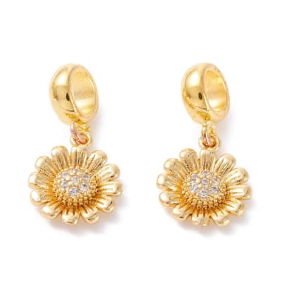 Colgante europeo charm flor margarita dije baño de oro / unidad