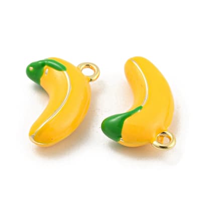 Dije colgante esmaltado plátano banana 14.5 mm baño oro / unidad