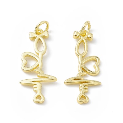 Dije colgante latido corazón 24 mm baño de oro / unidad